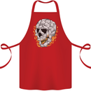 Fire Skull Made of Cats Cotton Apron 100% Organic Red