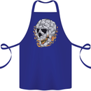 Fire Skull Made of Cats Cotton Apron 100% Organic Royal Blue