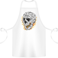 Fire Skull Made of Cats Cotton Apron 100% Organic White