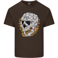 Fire Skull Made of Cats Kids T-Shirt Childrens Chocolate