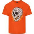 Fire Skull Made of Cats Kids T-Shirt Childrens Orange