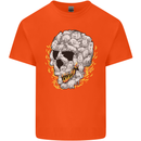 Fire Skull Made of Cats Kids T-Shirt Childrens Orange