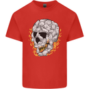 Fire Skull Made of Cats Kids T-Shirt Childrens Red