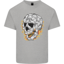 Fire Skull Made of Cats Kids T-Shirt Childrens Sports Grey