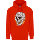 Fire Skull Made of Cats Mens 80% Cotton Hoodie Bright Red