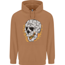 Fire Skull Made of Cats Mens 80% Cotton Hoodie Caramel Latte