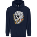 Fire Skull Made of Cats Mens 80% Cotton Hoodie Navy Blue