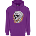 Fire Skull Made of Cats Mens 80% Cotton Hoodie Purple