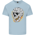 Fire Skull Made of Cats Mens Cotton T-Shirt Tee Top Light Blue