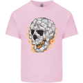 Fire Skull Made of Cats Mens Cotton T-Shirt Tee Top Light Pink