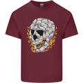 Fire Skull Made of Cats Mens Cotton T-Shirt Tee Top Maroon