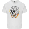 Fire Skull Made of Cats Mens Cotton T-Shirt Tee Top White