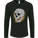 Fire Skull Made of Cats Mens Long Sleeve T-Shirt Black