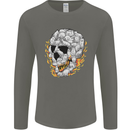 Fire Skull Made of Cats Mens Long Sleeve T-Shirt Charcoal