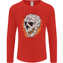 Fire Skull Made of Cats Mens Long Sleeve T-Shirt Red