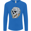 Fire Skull Made of Cats Mens Long Sleeve T-Shirt Royal Blue
