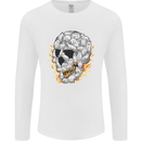 Fire Skull Made of Cats Mens Long Sleeve T-Shirt White