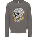 Fire Skull Made of Cats Mens Sweatshirt Jumper Charcoal