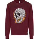 Fire Skull Made of Cats Mens Sweatshirt Jumper Maroon