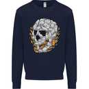 Fire Skull Made of Cats Mens Sweatshirt Jumper Navy Blue