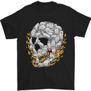 Fire Skull Made of Cats Mens T-Shirt Cotton Gildan Black