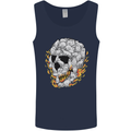 Fire Skull Made of Cats Mens Vest Tank Top Navy Blue