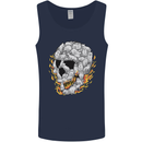 Fire Skull Made of Cats Mens Vest Tank Top Navy Blue