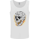 Fire Skull Made of Cats Mens Vest Tank Top White