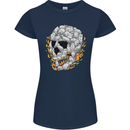 Fire Skull Made of Cats Womens Petite Cut T-Shirt Navy Blue