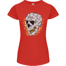 Fire Skull Made of Cats Womens Petite Cut T-Shirt Red