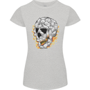 Fire Skull Made of Cats Womens Petite Cut T-Shirt Sports Grey