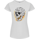 Fire Skull Made of Cats Womens Petite Cut T-Shirt White