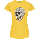 Fire Skull Made of Cats Womens Petite Cut T-Shirt Yellow
