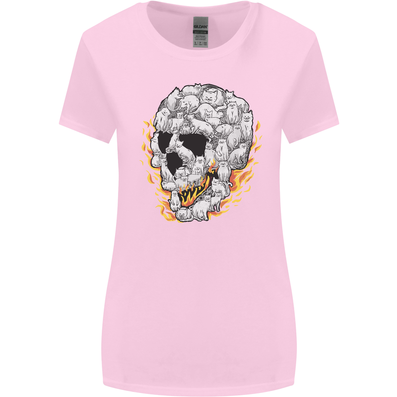 Fire Skull Made of Cats Womens Wider Cut T-Shirt Light Pink