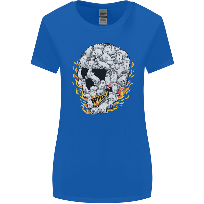 Fire Skull Made of Cats Womens Wider Cut T-Shirt Royal Blue