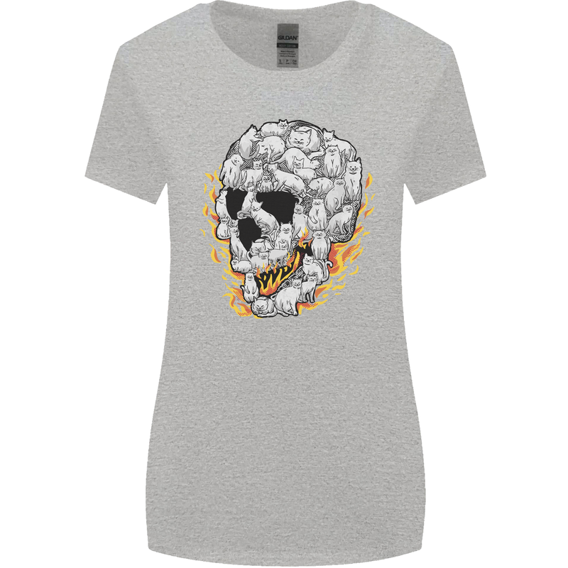 Fire Skull Made of Cats Womens Wider Cut T-Shirt Sports Grey