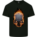 Fire Skull Mens Cotton T-Shirt Tee Top Black