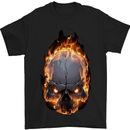 Fire Skull Mens T-Shirt Cotton Gildan Black