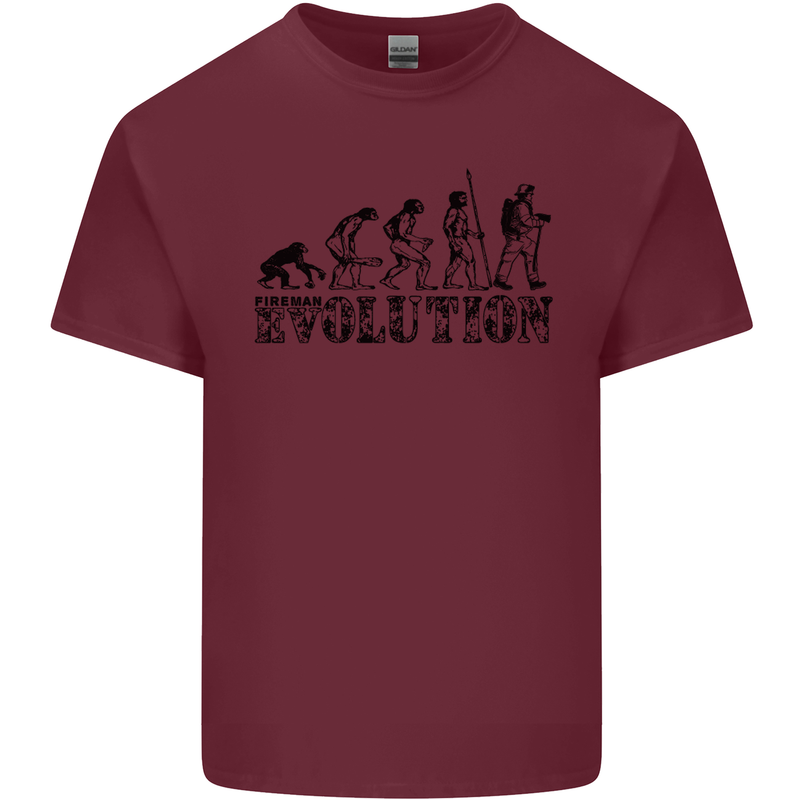 Fireman Evolution Mens Cotton T-Shirt Tee Top Maroon