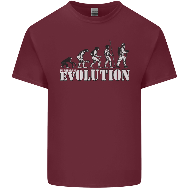 Fireman Evolution Mens Cotton T-Shirt Tee Top Maroon
