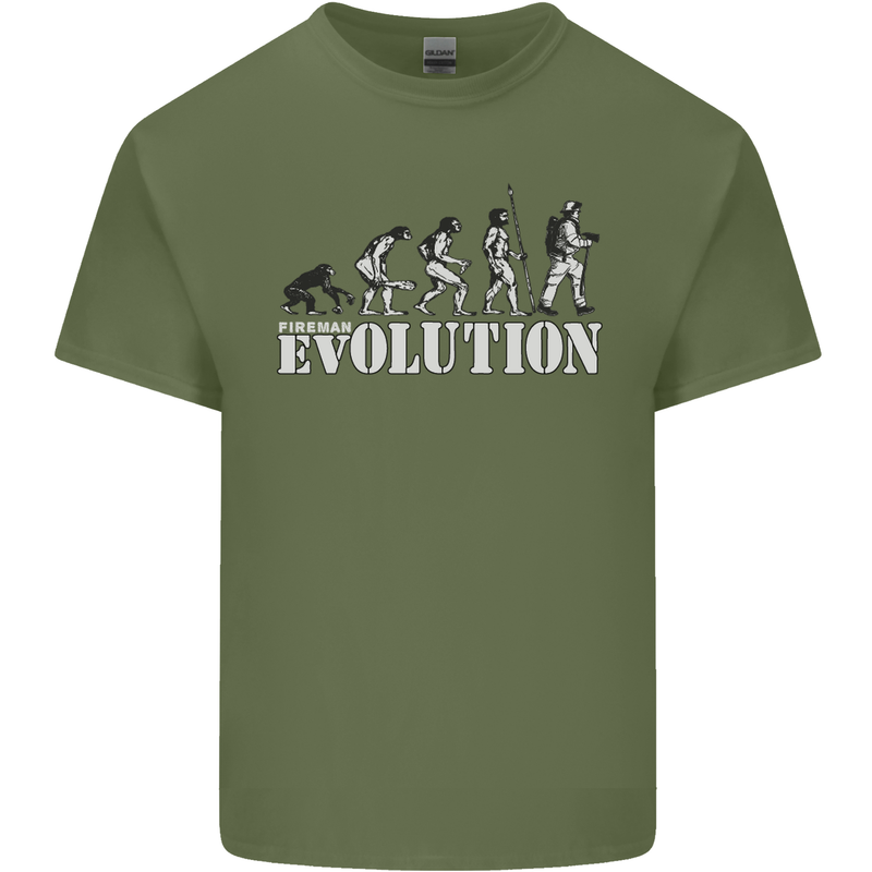 Fireman Evolution Mens Cotton T-Shirt Tee Top Military Green