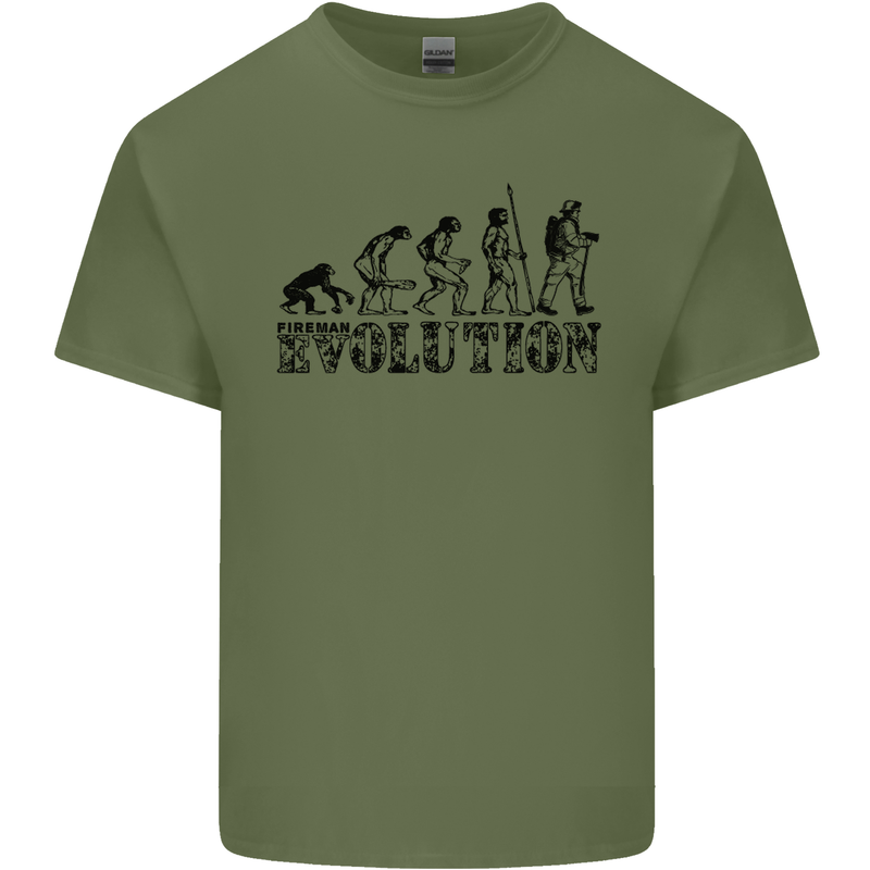 Fireman Evolution Mens Cotton T-Shirt Tee Top Military Green