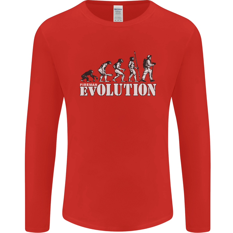 Fireman Evolution Mens Long Sleeve T-Shirt Red
