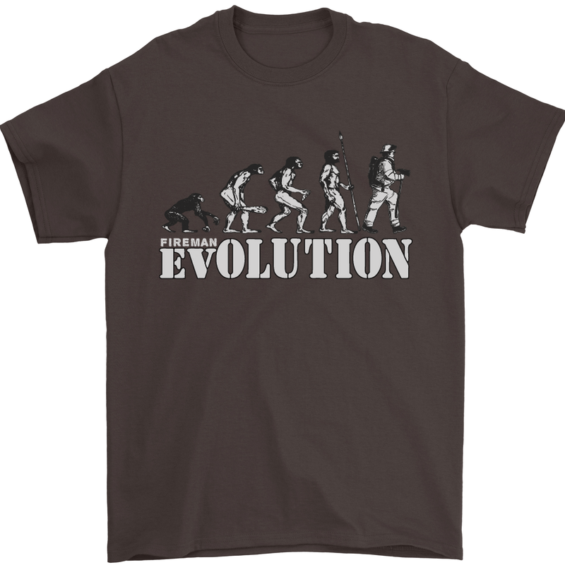Fireman Evolution Mens T-Shirt Cotton Gildan Dark Chocolate