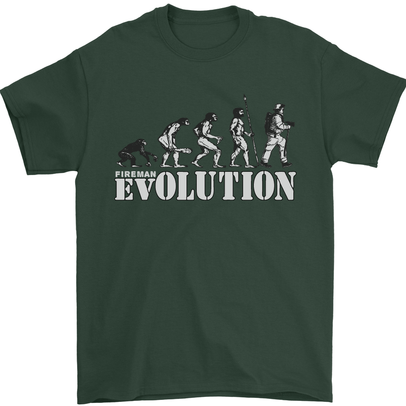 Fireman Evolution Mens T-Shirt Cotton Gildan Forest Green