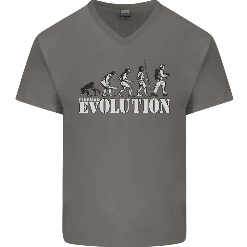 Fireman Evolution Mens V-Neck Cotton T-Shirt Charcoal
