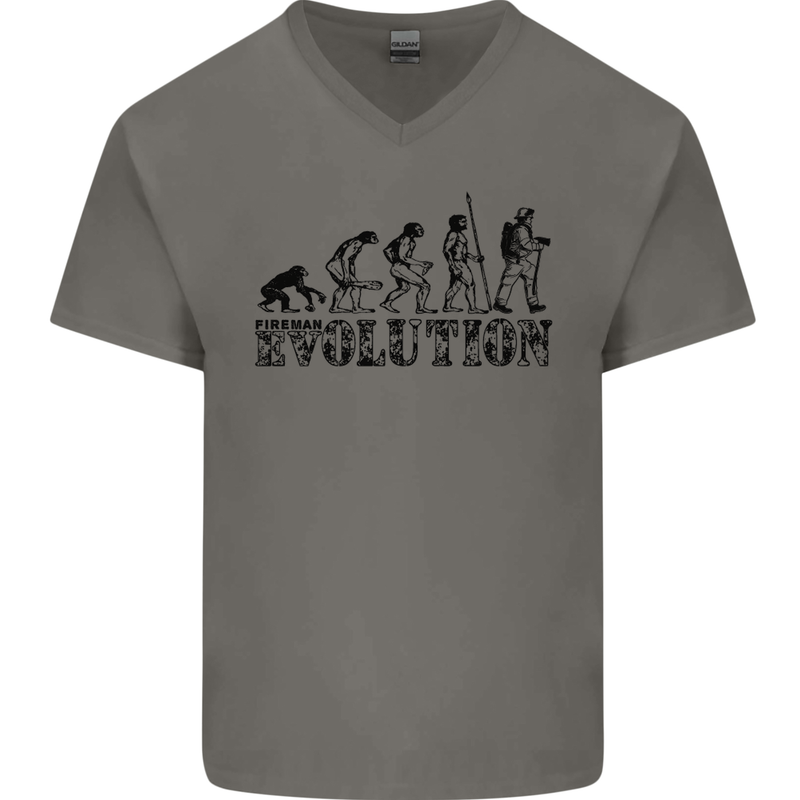 Fireman Evolution Mens V-Neck Cotton T-Shirt Charcoal