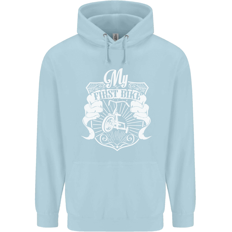 First Bike Funny Biker Motorbike Motorcyle Childrens Kids Hoodie Light Blue