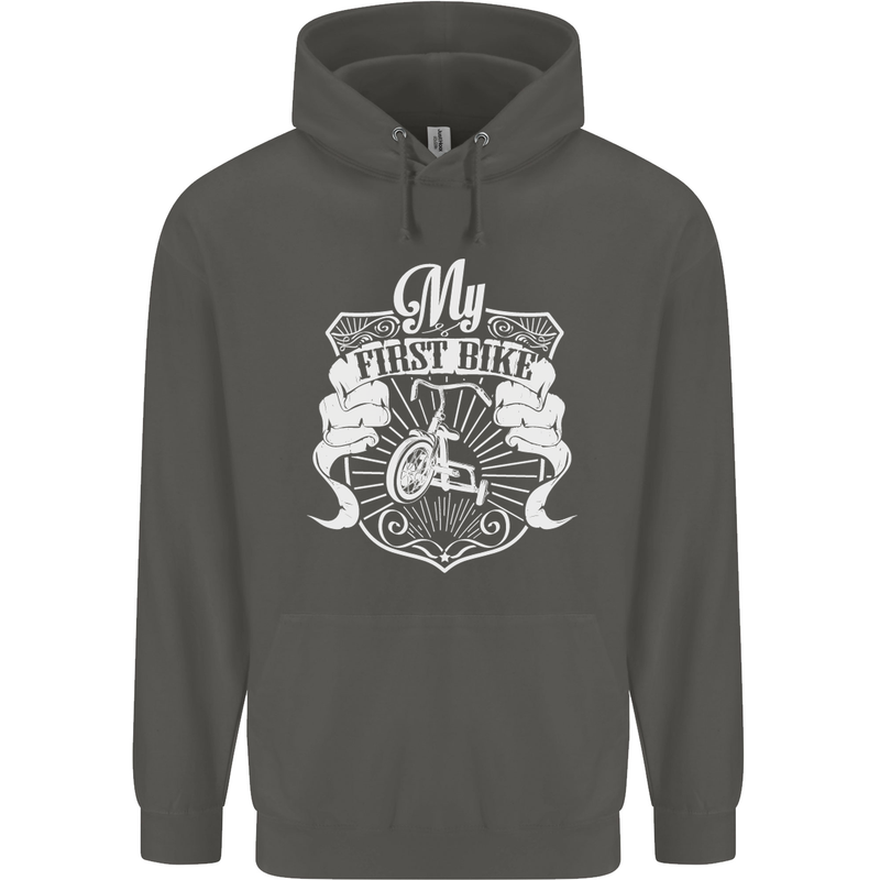 First Bike Funny Biker Motorbike Motorcyle Childrens Kids Hoodie Storm Grey