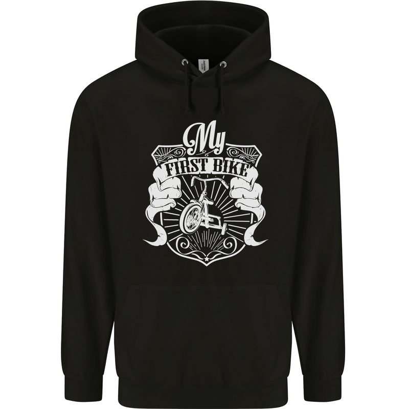 First Bike Funny Biker Motorbike Motorcyle Mens 80% Cotton Hoodie Black
